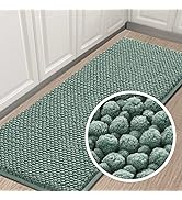 Turquoize Luxurious Shaggy Chenille Kitchen/Bath Mat Non-Slip Kitchen Rug Aqua Foam Chenille Rug ...