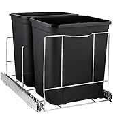 HOLDN’ STORAGE Pull Out Double Trash Can Under Cabinet - Two 7 Gallon Trash Can Included, Adjusta...