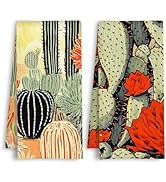 HSIASHENG Western Cactus Floral Kitchen Towels, Boho Southwest Desert Dish Tea Towels, Retro Pric...
