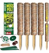 Premium Moss Pole for Plants - Strong & Durable 4-Pack Plant Support Stakes - 16.5