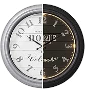 Presentime & Co 18" Vienna Modern Farmhouse Luminous Indoor/Outdoor Clock, Shiplap Style, Galvani...
