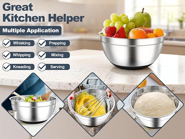 fit for whisking eggs, mixing sauce, kneading dough, tossing salads, marinating meat