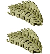 2Pcs Hair Clip, 1Pc Green Leaf-shaped Hair Clip with Many Teeth, Big Claw Clips, 3.5 Inch, Non sl...