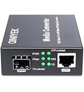 QINIYEK 10G Multi-Gigabit SFP Media Converter, 2 Port 10G Ethernet Media Converter,1x 100M/1G/2.5...