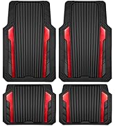 CAR PASS Heavy Duty Rubber Car Mats Metallic, Aluminum Film All Weather Floor Mats Waterproof Uni...