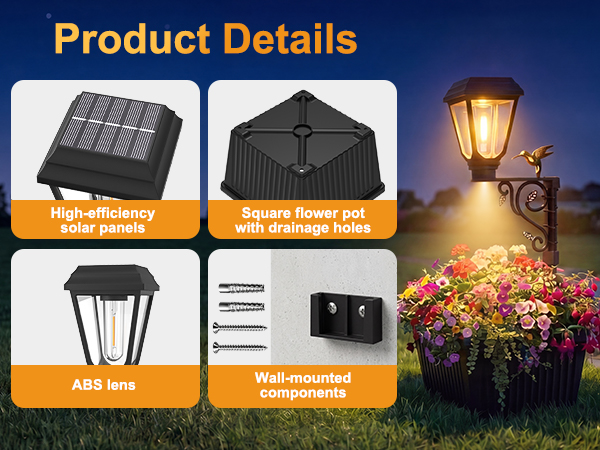 Solar Lamp Post with Planter