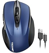 TECKNET Rechargeable Wireless Mouse, 2.4G Silent Quiet Click, 6 Adjustable 4800 DPI, Cordless Com...