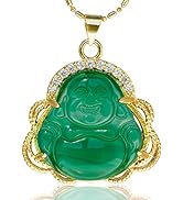 ZenBless Buddha Cubic Zirconia Necklace Iced Out Jade Laughing Buddha Necklace for Women Yoga Mal...