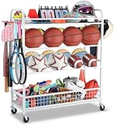EXTCCT Garage Sports Equipment Organizer - Rolling Ball Storage Bin with Wheels, Garage Sports Ge...
