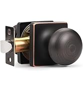 GOBEKOR 1 Pack Passage Door Knobs Interior Oil Rubbed Bronze Square Keyless Door Knobs Closet Hal...
