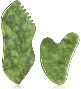 2PCS Jade Stone Gua Sha Set Face Massager Jade Facial Tools Body Lymphatic Drainage Massager, Gua...