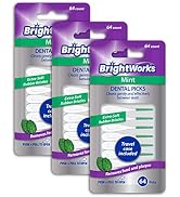 BrightWorks Mint Dental Picks, with Extra Soft Rubber Bristles and Flexible Tip, Clean Gently and...