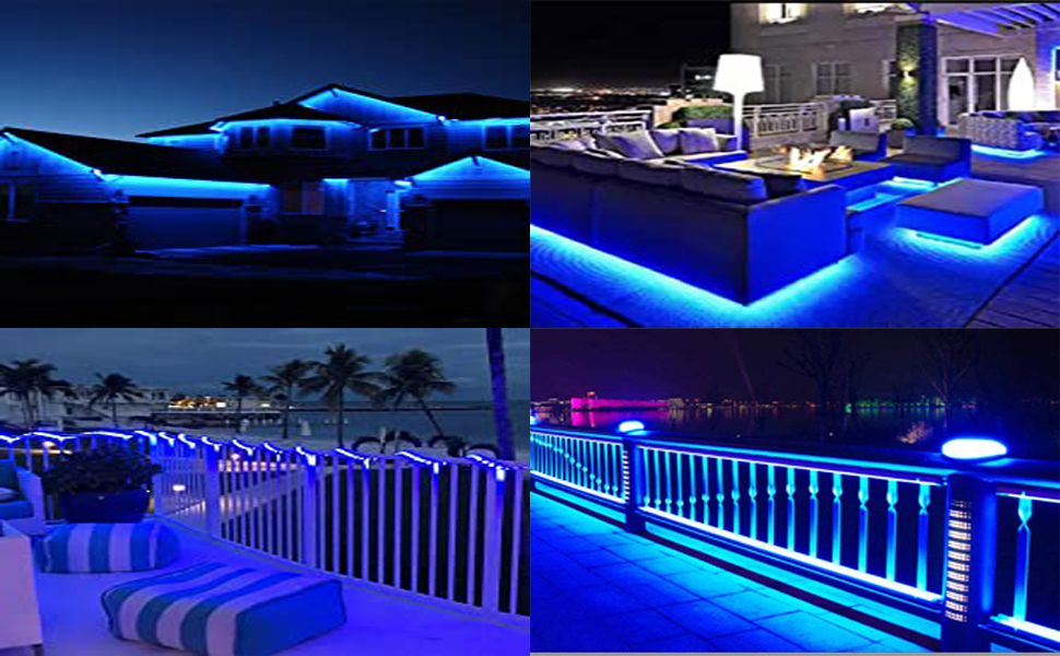 Solar LED Strip Lights Blue White