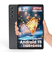 Robtomp Android 15 Tablet 8.7 inch, Mini Tablet 5000mAh, Dual-Band WiFi & BT5.0, 11GB RAM & 64GB ...