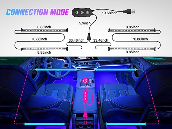 USB RGB Interior Lights with APP Control