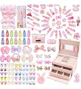 Hair Accessories Set for Girls with Jewelry Box,Hair Barrettes,Hair Clips,Elastic Hair Ties,Bands...