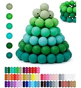 160PCS FIVEIZERO 12mm Silicone Beads for Keychain Making, Green Mixed 6 Colors Round Silicone Bea...