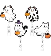 Halloween Cow Ghost Badge Reel - Cosmisun Cat Ghost Badge Holder Retractable with Alligator Clip ...