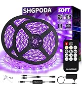 SHGPODA 50 Foot Black Light Strip & Remote, 900LEDs, Dimmable 12V Flexible Black Lights for Glow ...