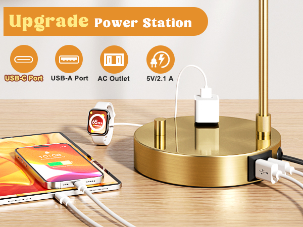 lamp with usb port and outlet