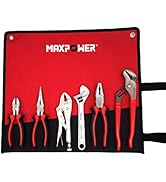 MAXPOWER Wrench and Pliers Set, 6 Piece Kitbag Set. 7" Locking Pliers, 10" Groove Joint Pliers, 8...