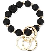 WEESMILE Silicone Key Ring Bracelet, Cute Keychain Wristlet with 2 Key Rings, Elastic Car Key Hol...