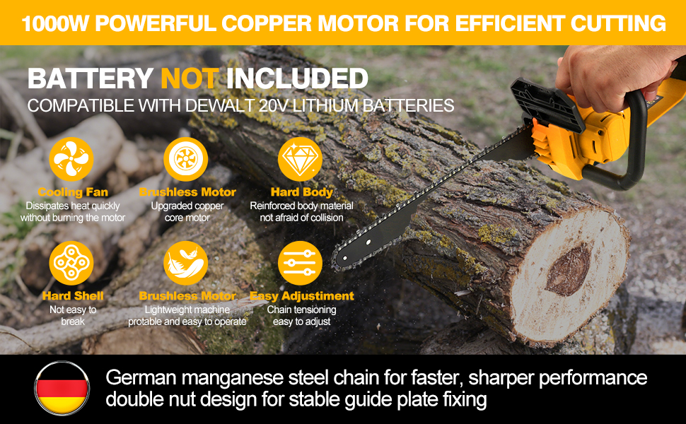 Brushless Electric Chainsaw 12" Cordless Tool Only for Dewalt 20V/60V Battery