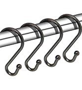 Metal Shower Curtain Hooks, Set of 12, Rust Proof Shower Curtain Hooks Rings, Durable S Shaped Ho...