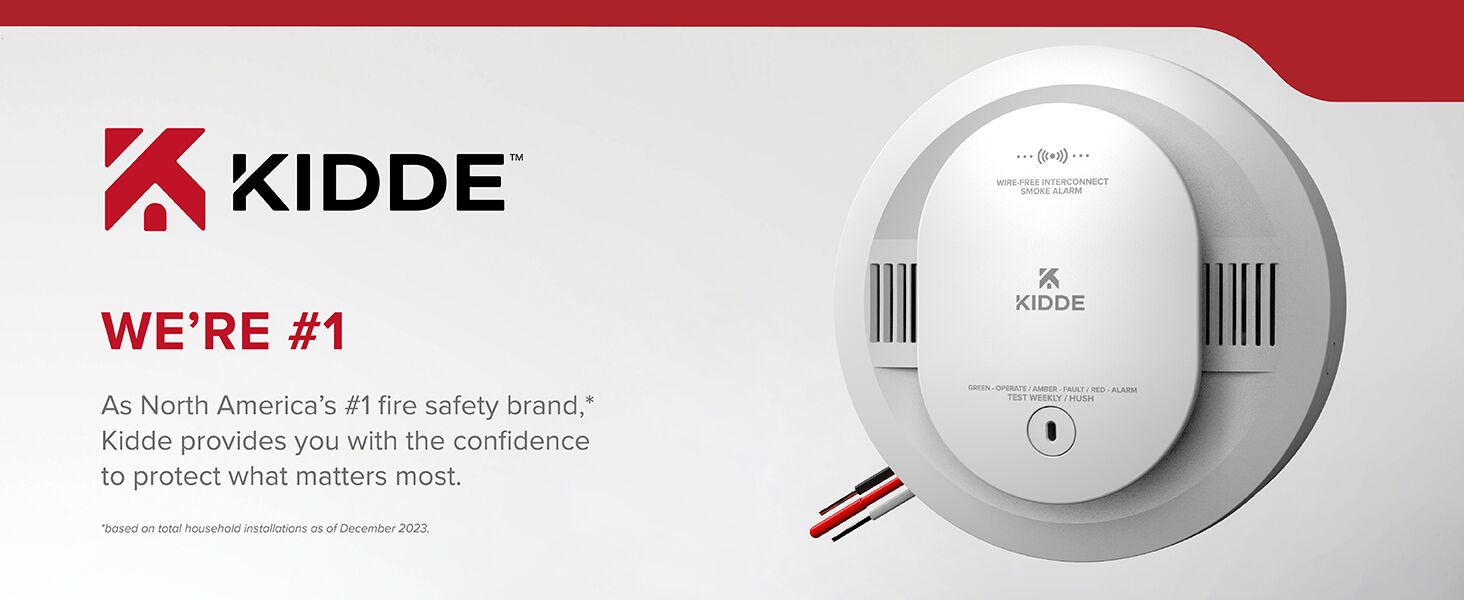 Kidde Noth America's #1 fire safety brand description with hardwired smoke detector, desktop version