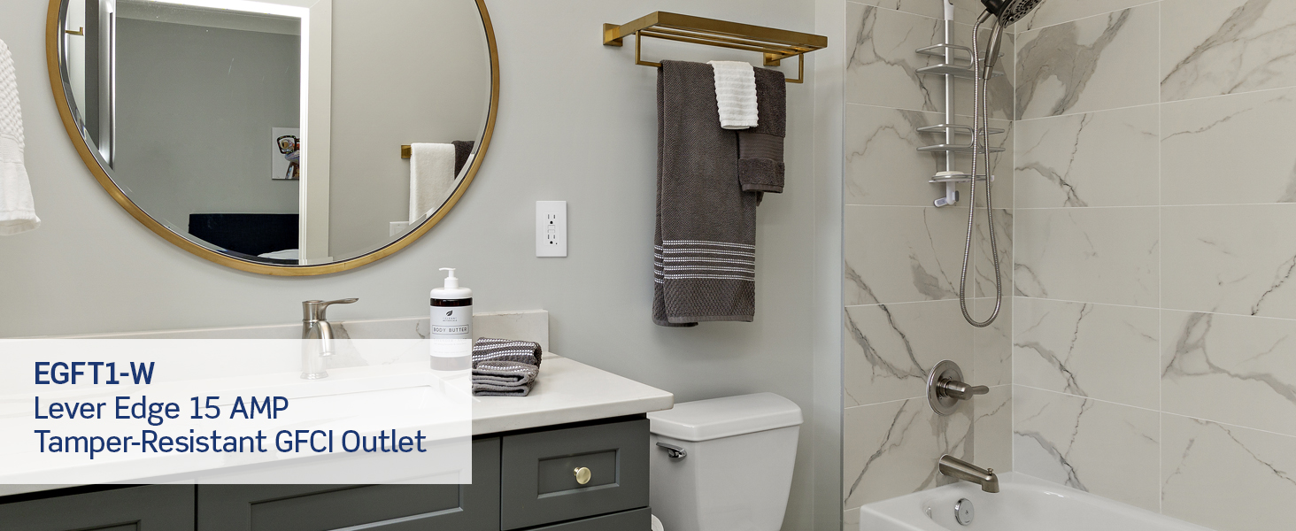 EGFT1-W - 15 Amp Lever Edge Tamper-Resistant GFCI Outlet