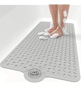 OTHWAY Bath Mat for Tub Non Slip: 39" X 17" Long Bathtub Mat with Hair Catcher¦Big Drain Holes Sh...