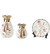 Ceramic Flower Vases Set of 3, Special Design Style of Flambed Glazed,Decorative Modern Floral Va...