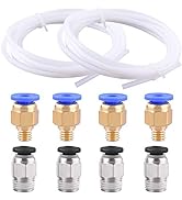 SIQUK 2 Pcs PTFE Teflon Tube (2M) 4 Pcs PC4-M6 Quick Fitting 4 Pcs PC4-M10 Straight Pneumatic Fit...