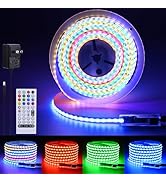 FOSUO RGB Smart IC COB LED Strip 16.4ft WS2811 24V Addressable Color Changing Multicolor RGB LED ...