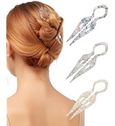 French Hair Pins 3 pcs,Acrylic Hair Forks for Effortless Bun Updo Chignons & French Twists, Serra...