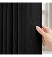 BTTN Black Boho Shower Curtain, Modern Arch Textured Waterproof Fabric Shower Curtain Set with Pl...