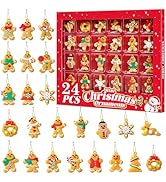 Mini Christmas Ornaments, Sooez Set of 24 Cute Miniature Gingerbread Man Tree Ornament Figures Ad...