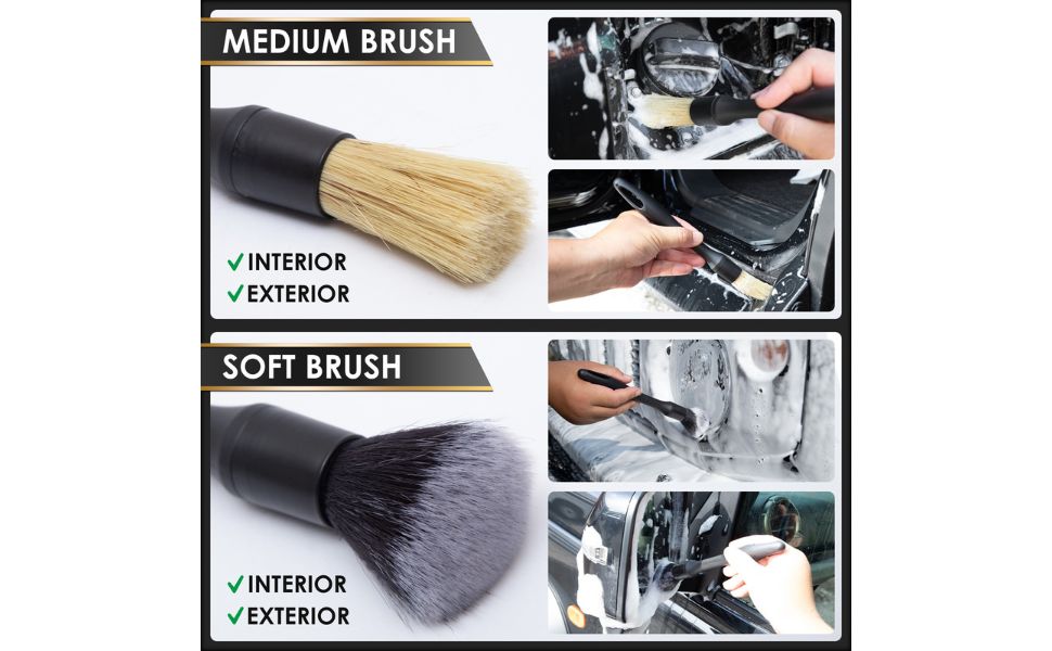 Medium Brush & Soft Brush : Ergonomic, compact brushes for comfortable, effortless cleaning.