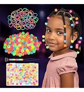 FunisFun Silicone Hair Beads Glow in The Dark 150Pcs Soft Pony Beads for Braids Cute Hair Accesso...