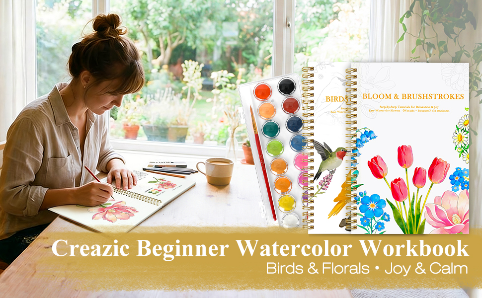 Creazic Beginner Watercolor Workbook