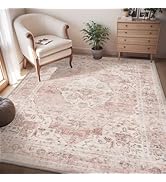 AMOAMI-4X6 Area Rugs for Living Room -Soft Vintage Bedroom Rug-Non Slip Washable Rug-Throw Rug fo...