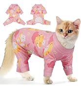 PUMYPOREITY Cat Recovery Suit, Stops Wound Licking After Surgery, Sticky Hair Shirt with Sticky F...