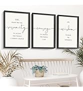 Houmury Serenity Prayer Wall Art Set of 3 - Framed Christian Scripture Wall Decor 12x16” - Bible ...