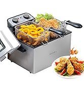 Secura Electric Deep Fryer 1800W-Watt Large 4.0L/4.2Qt Professional Grade Stainless Steel with Tr...