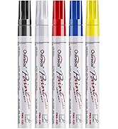 Paint Marker Pens - 5 Colors Permanent Oil Based Paint Markers, Medium Tip, Quick Dry and Waterpr...