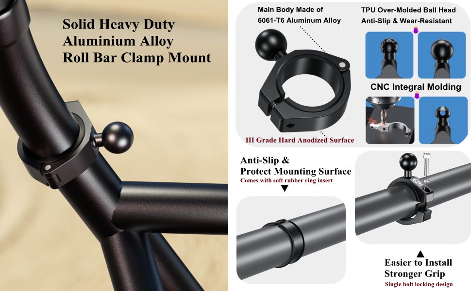 Solid Heavy Duty Aluminium Alloy Roll Bar Clamp Mount