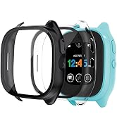 2 Pack Protective Case for Verizon Gizmo Watch 3 Screen Protector, Hard PC Bumper Cover Built-in ...