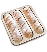 BSDLZCH Durable Carbon Steel Baguette Baking Molds, Nonstick French Bread Pan with Rectangular Sl...