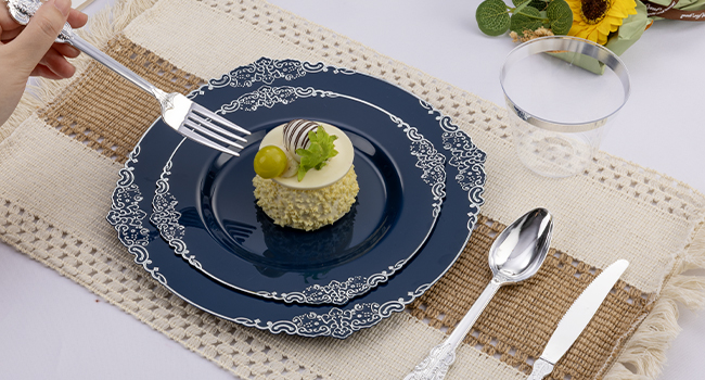 Navy Blue Plastic Plates