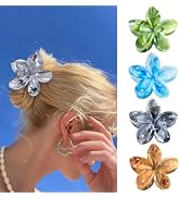 Flower Claw Clips, 4PCS Hawaiian Plumeria Flower Hair Clips, Artistic Multi Color Smudge Pattern ...